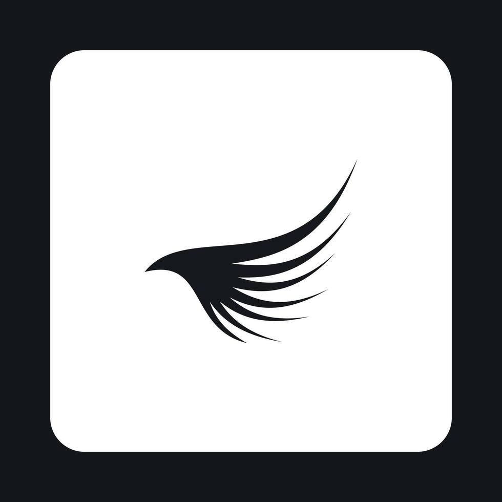 Black long wing icon, simple style vector