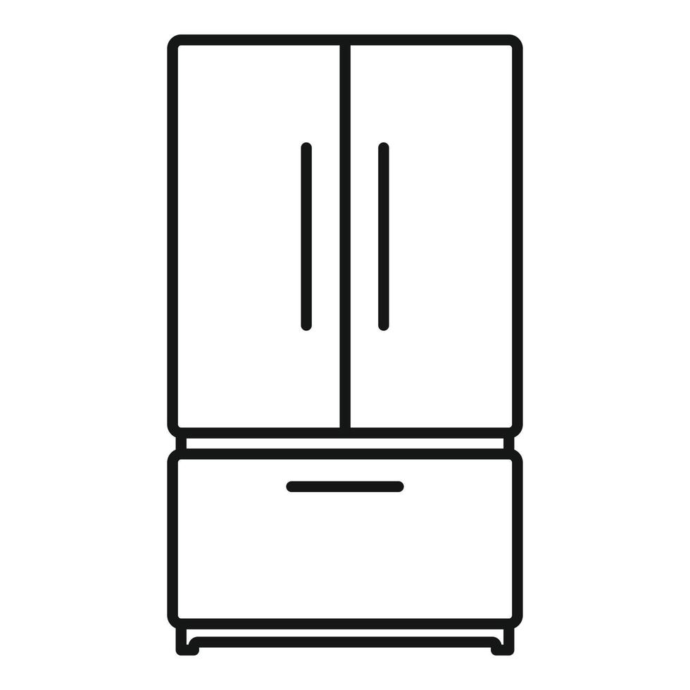 Two door fridge icon, outline style vector