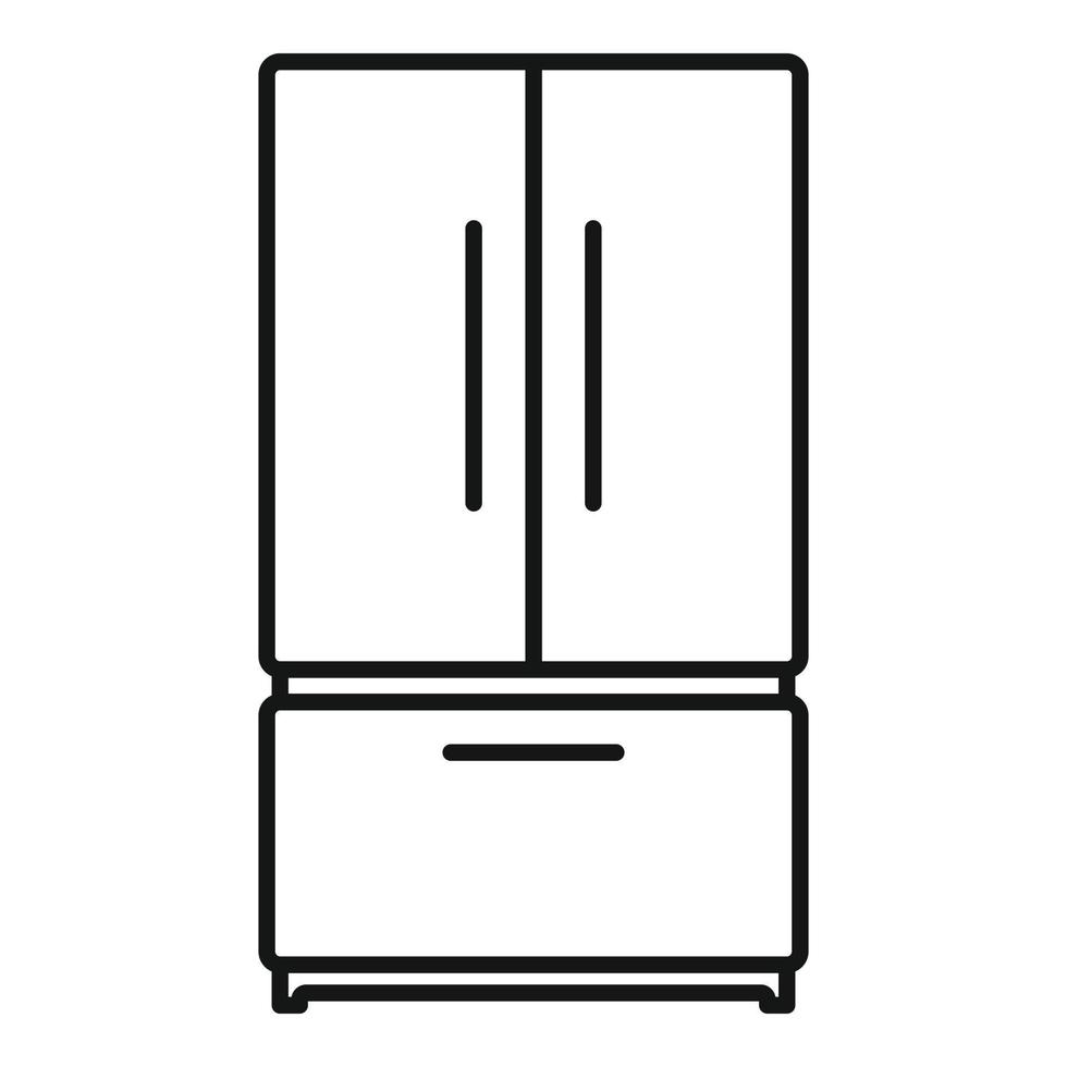 Two door fridge icon, outline style vector