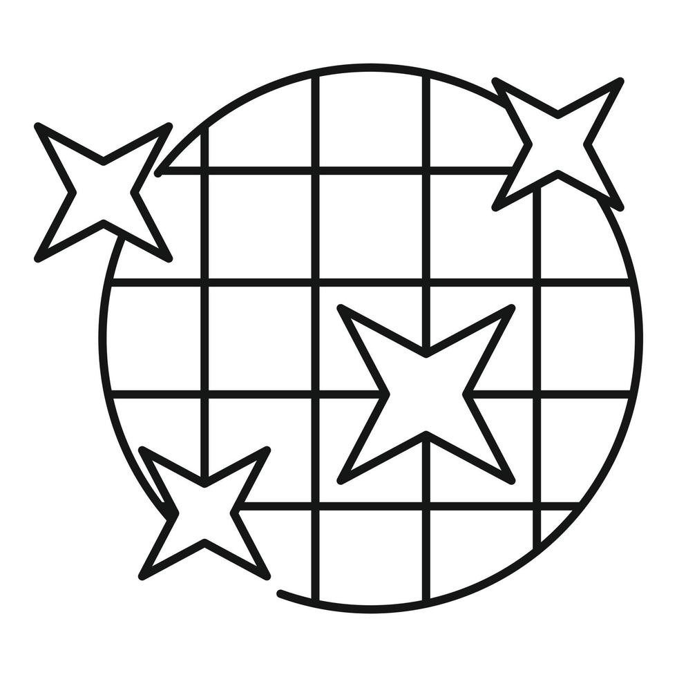 icono de bola de espejo disco, estilo de esquema vector