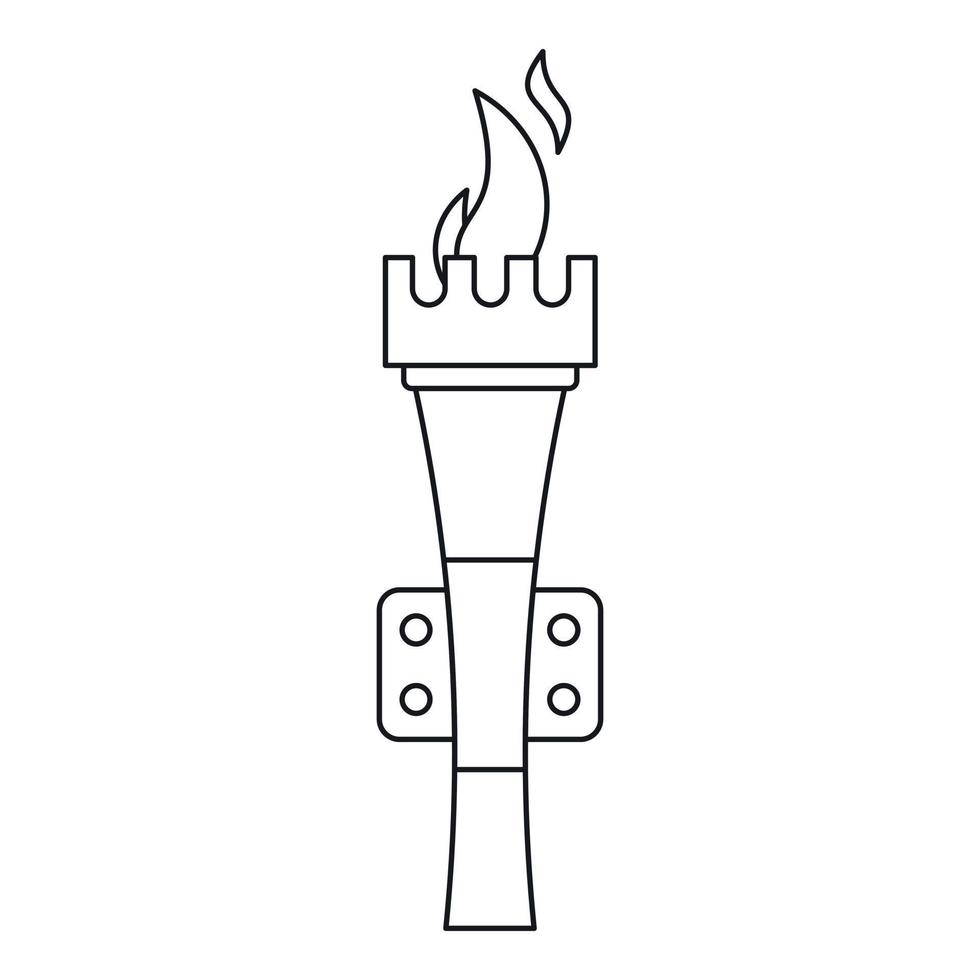 Torch with flame icon, outline style vector