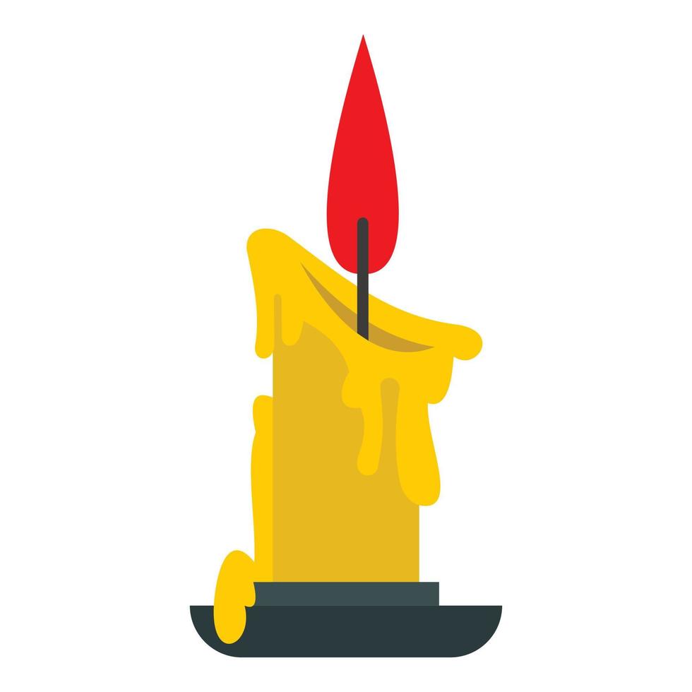 Melting candle icon, flat style vector