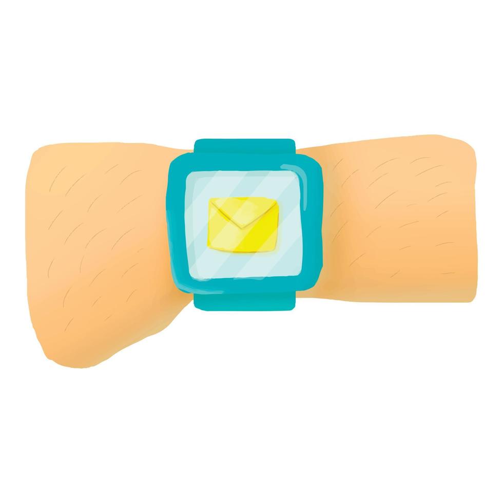 Hand with smart watch and message icon vector