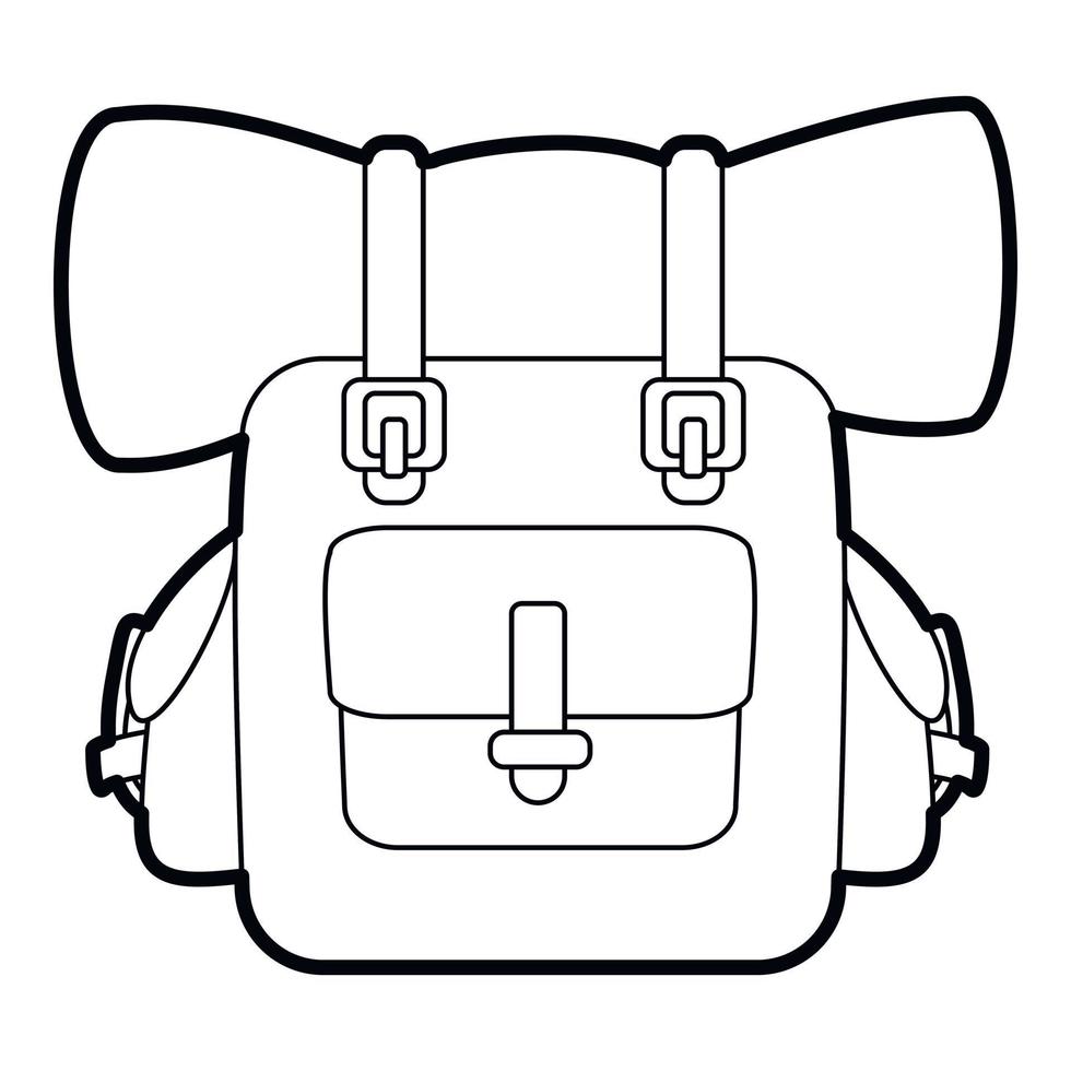 Backpack icon, outline style vector