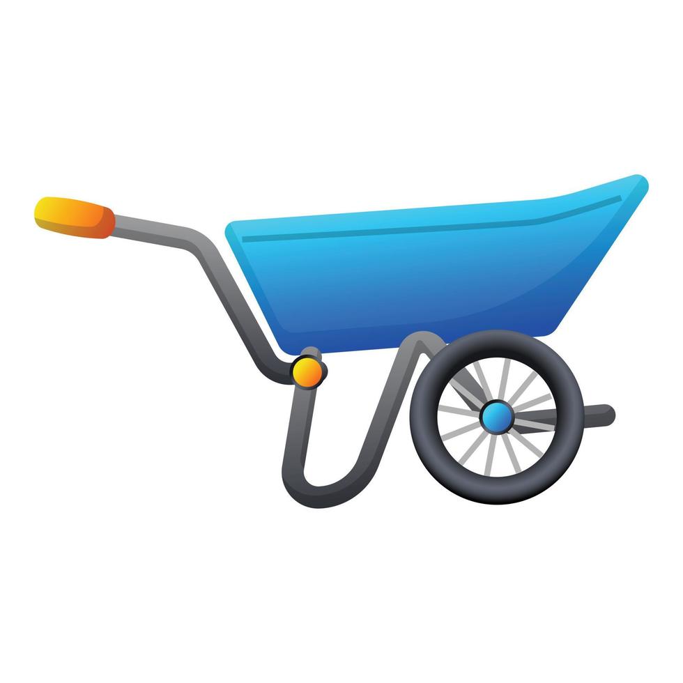 Garden wheelbarrow icon, cartoon style vector