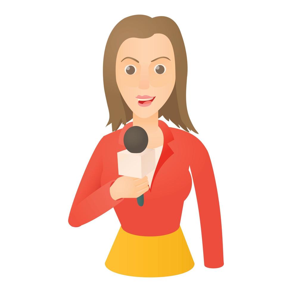 Speaking presenter icon, cartoon style vector