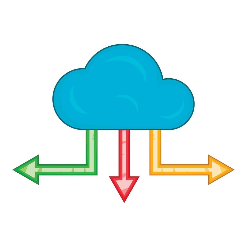 icono de nube y flechas, estilo de dibujos animados vector