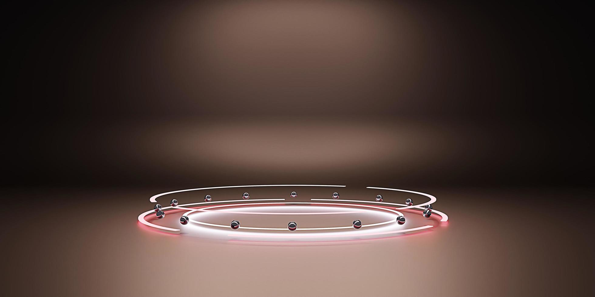 Circular podium laser light and circular neon light Modern technology backdrops and walls 3D illustration photo