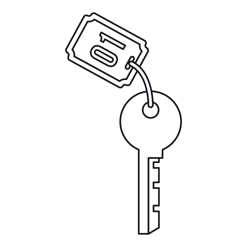 Hotel room key icon, outline style vector