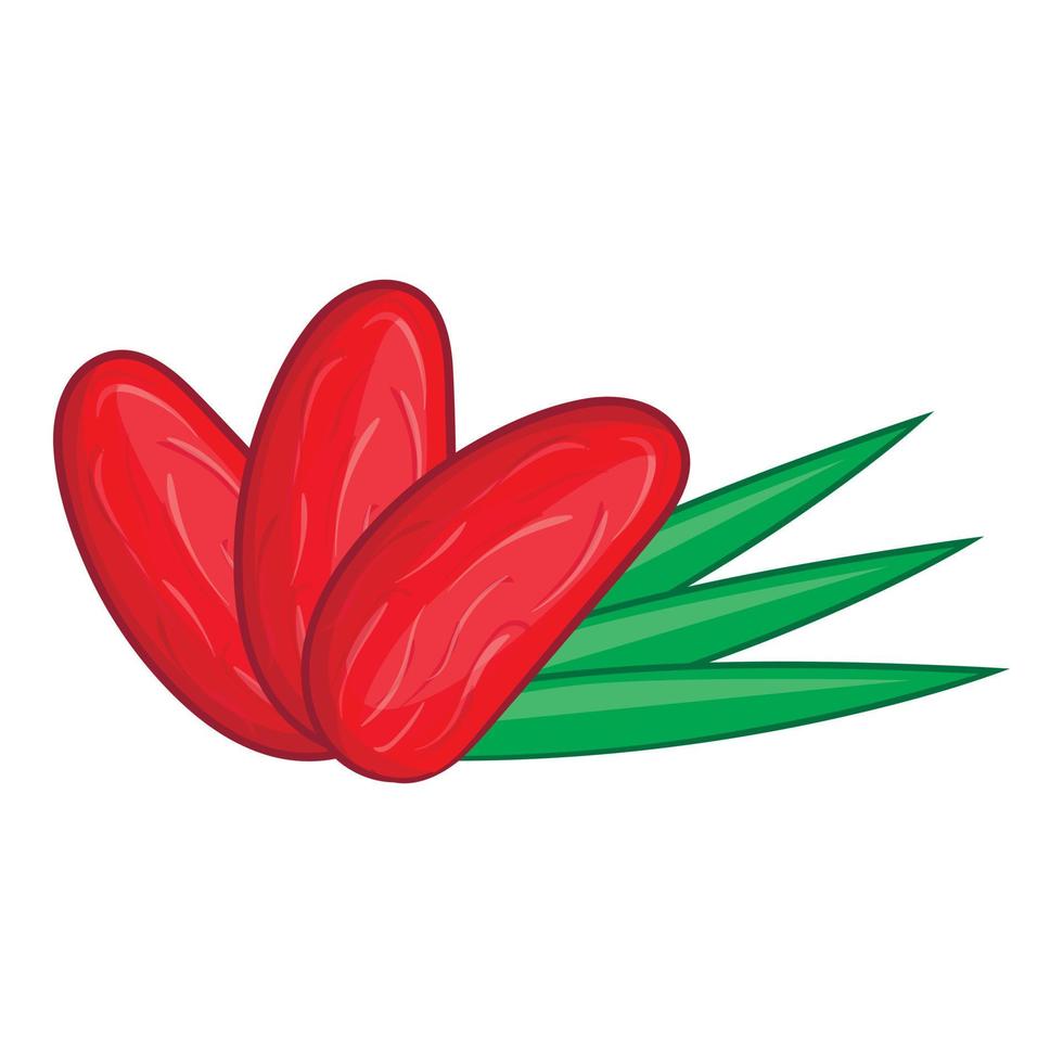 Dates with palm leaves icon, cartoon style vector