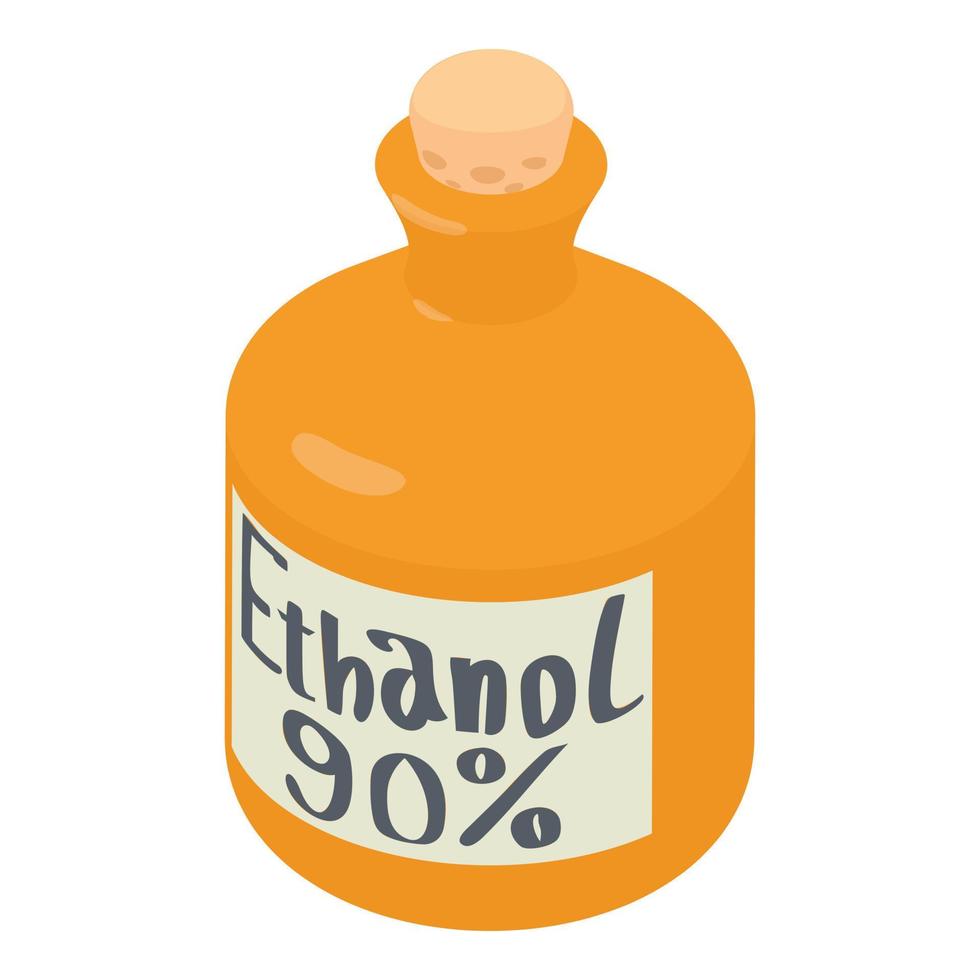 Ethanol in bottle icon, isometric 3d style vector