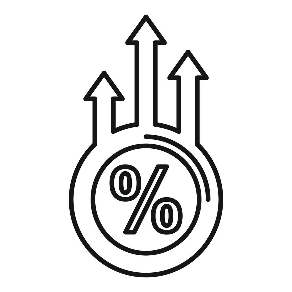 icono de porcentaje de crédito, estilo de esquema vector