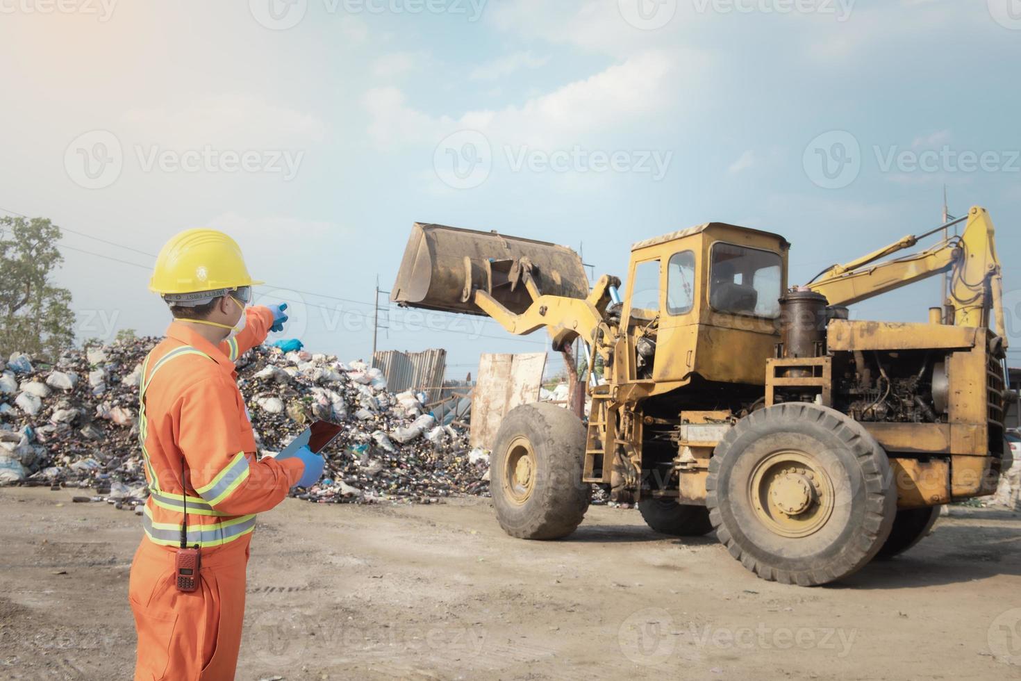 Worker controls the recycle waste separation of recyclable waste plants. Waste plastic bottles and other types of plastic waste. photo