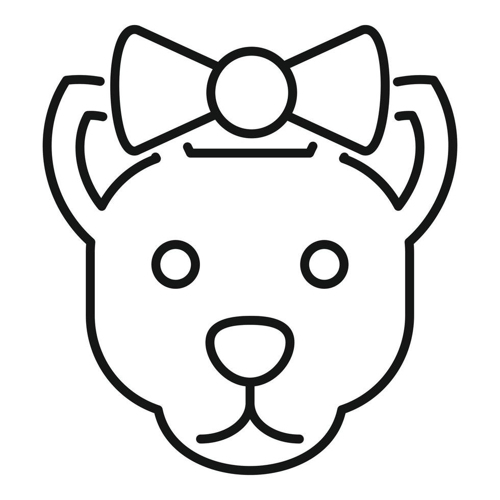 Cute cat with bow icon, outline style vector