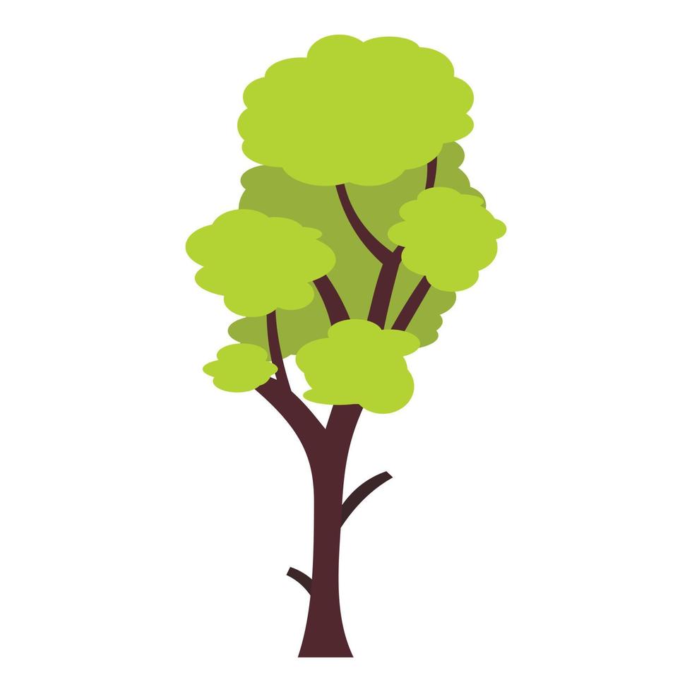 Tall green tree icon, flat style vector