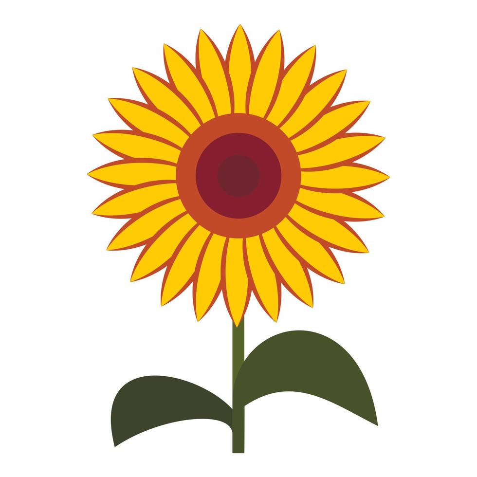 Sun flower icon, flat style vector