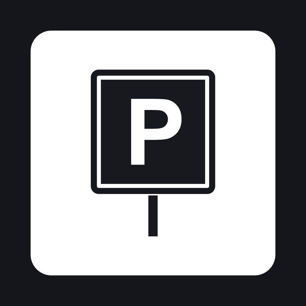 Parking sign icon, simple style vector