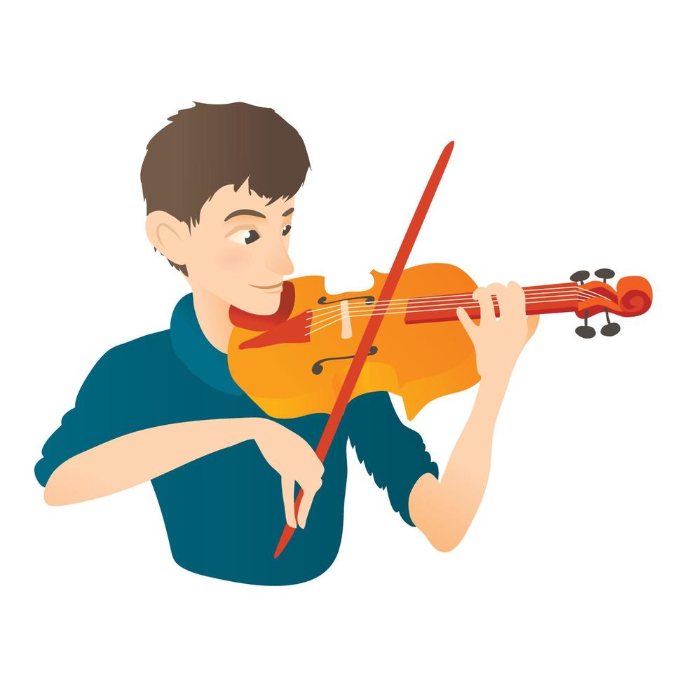 Man plays on violin icon, flat style vector