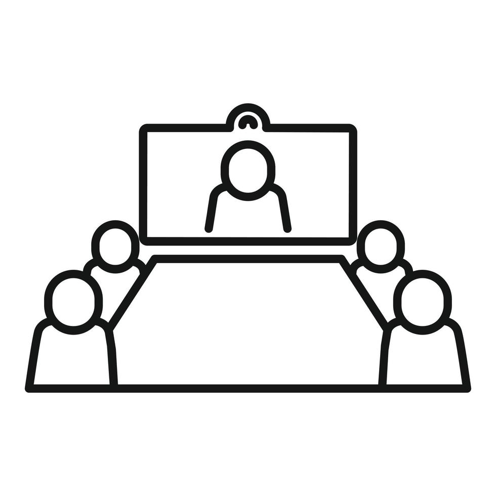 Table online meeting icon, outline style vector