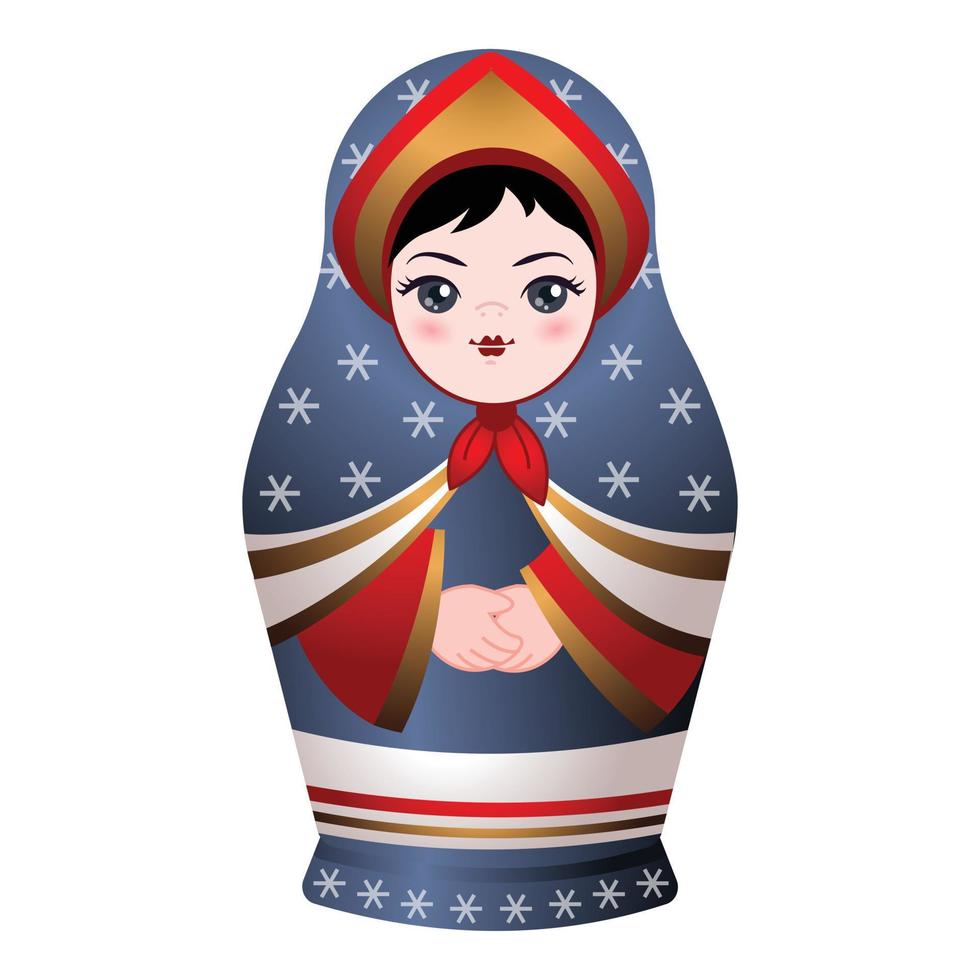 Nesting doll icon, cartoon style vector