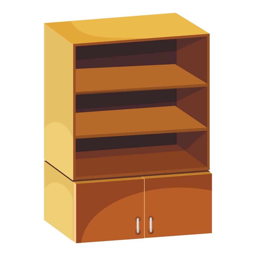 Wardrobe with shelves icon, cartoon style vector
