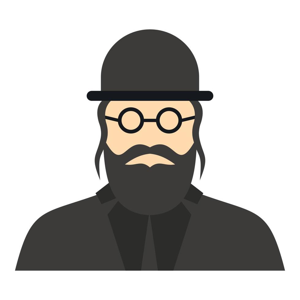 Jewish rabbi icon, flat style vector