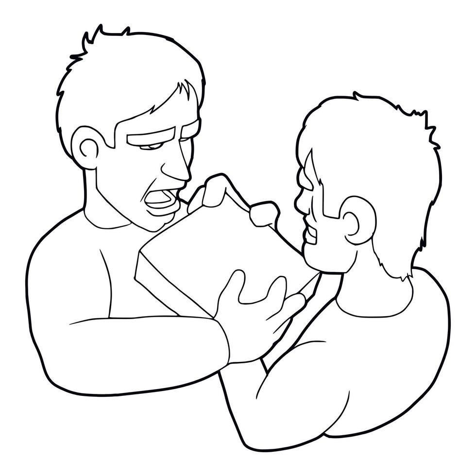 Two aggressive men fighting for box icon vector