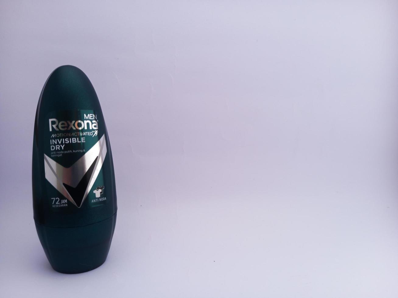 Malang, indonesia - November, 2022,  deodorant for men with the brand rexona. Dark green in color, with white background isolated photo