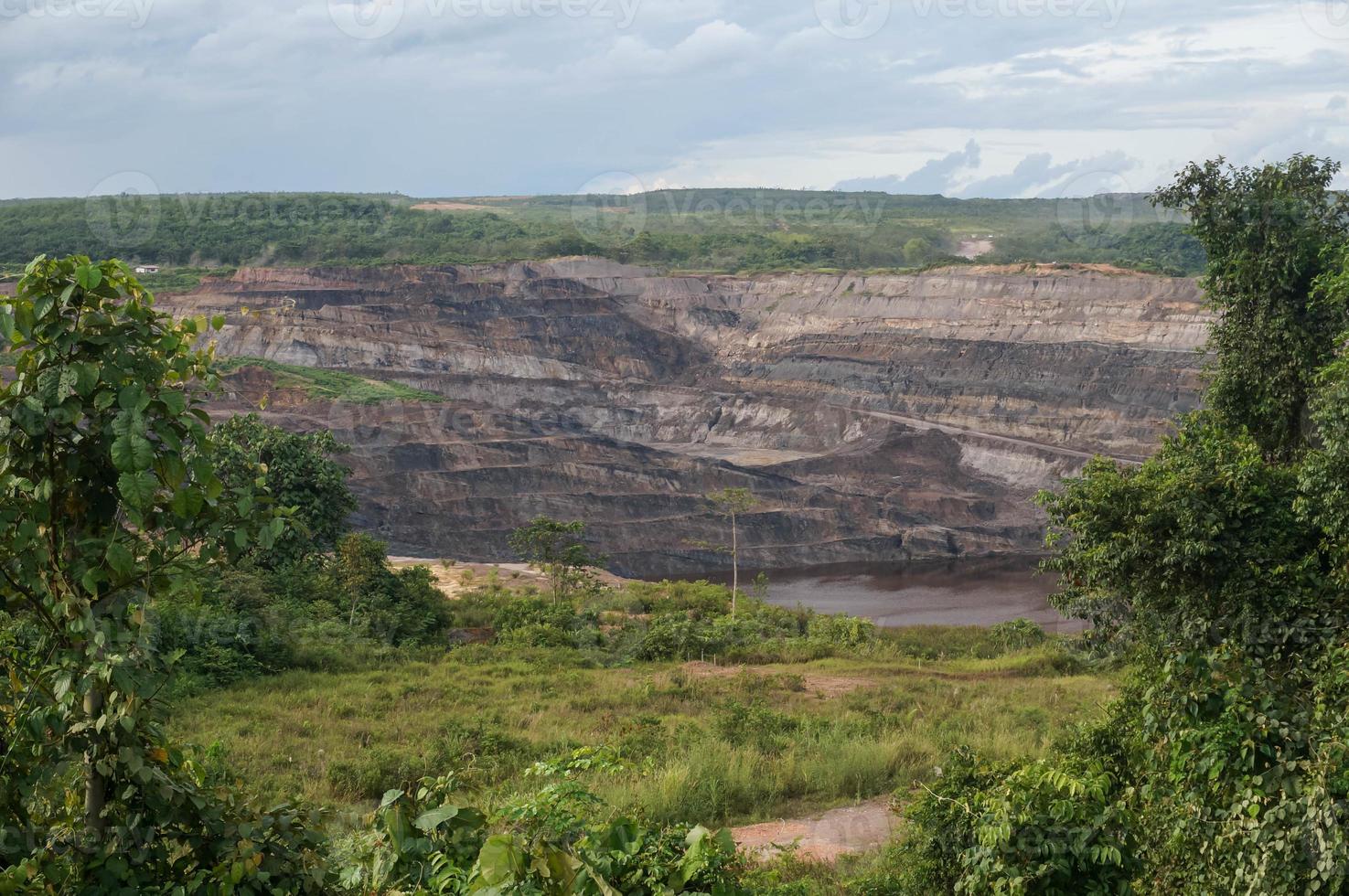 Landscape view of open pit coal mining. Location at East Kalimantan, Indonesia. photo