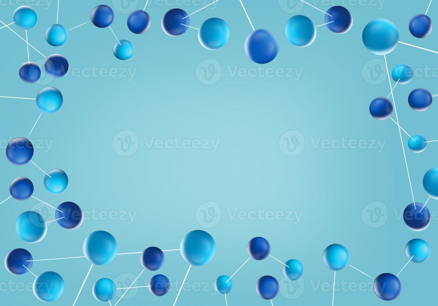 marco de átomos de conexiones sobre fondo azul para las presentaciones. foto