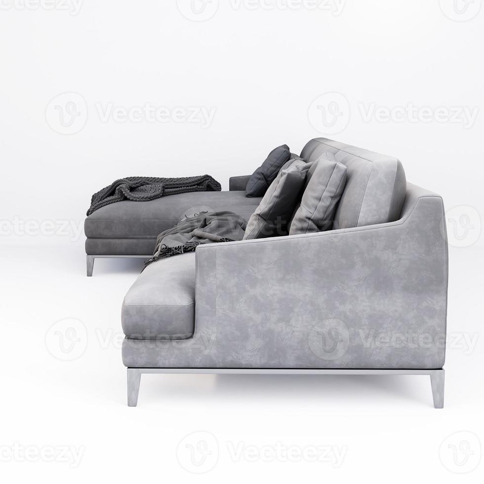 3d Furniture modern fabric corner multi-seat isolated on a white background with Clipping path, Decoration Design for Living room photo
