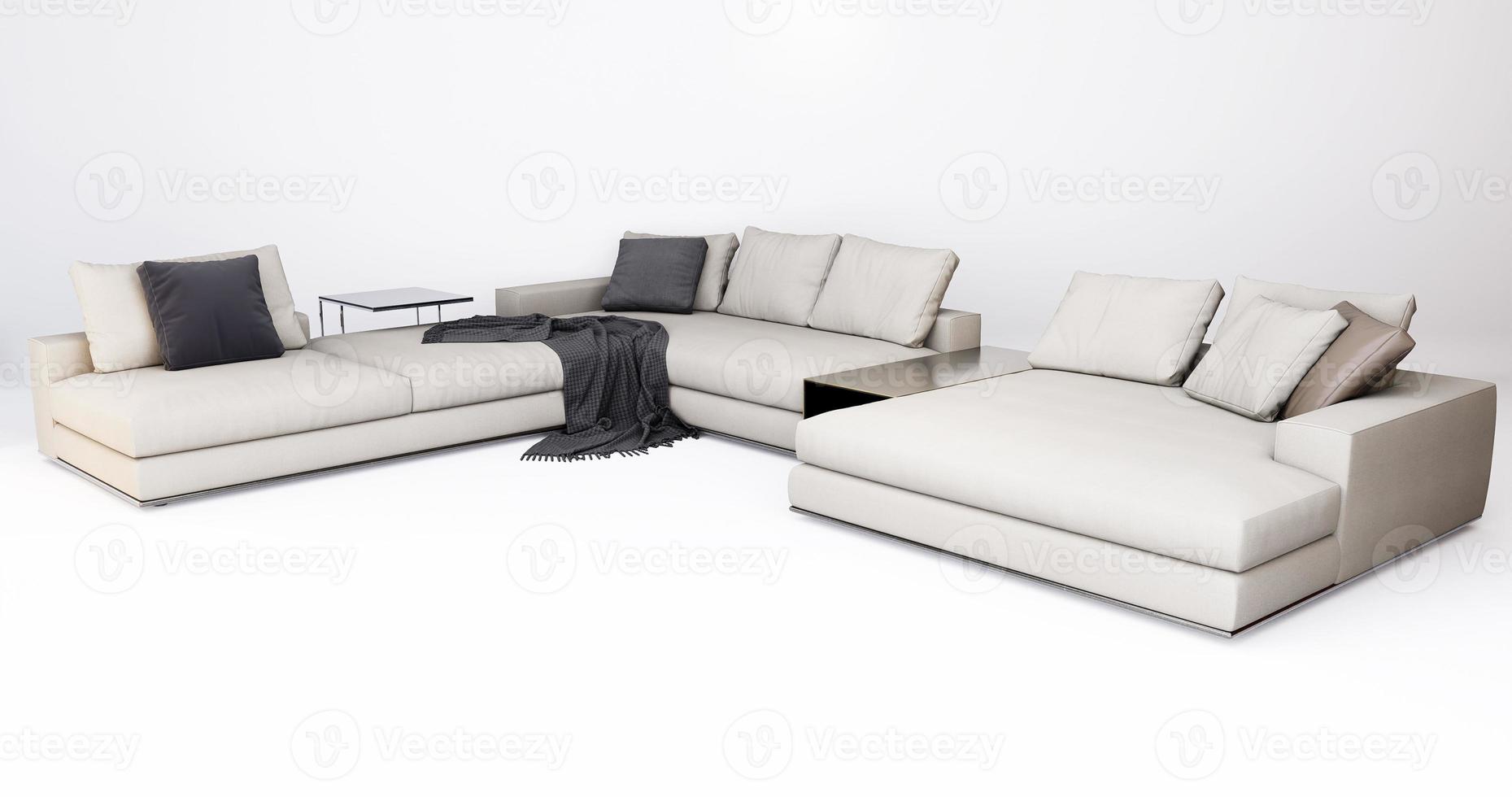 3d Furniture modern fabric corner multi-seat isolated on a white background with Clipping path, Decoration Design for living room photo