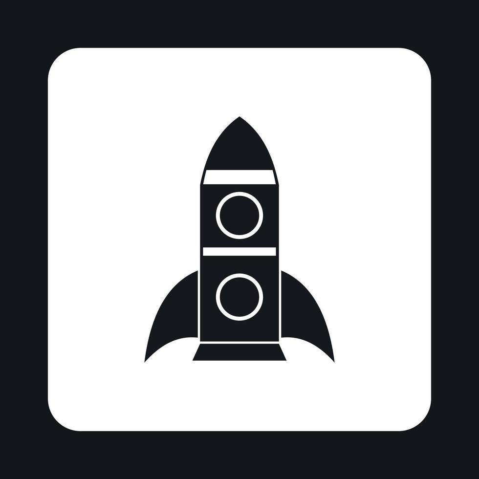 Rocket with two portholes icon, simple style vector