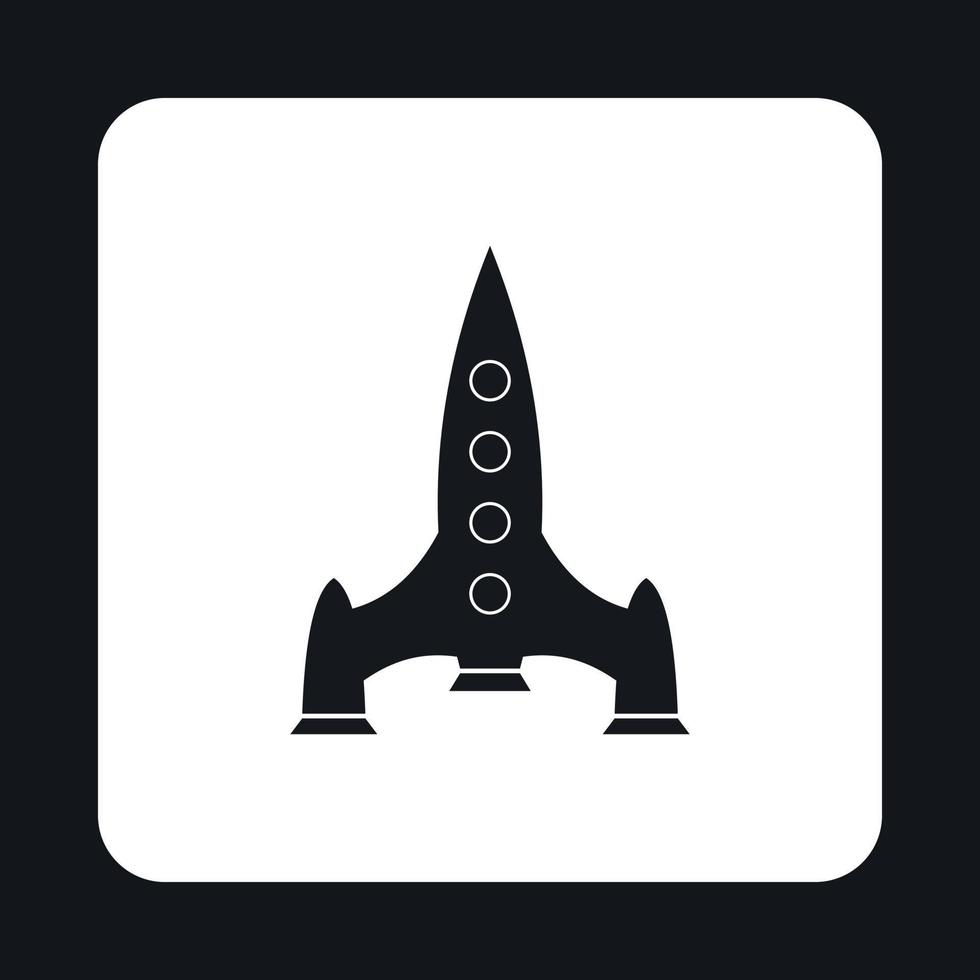 Rocket with four portholes icon, simple style vector