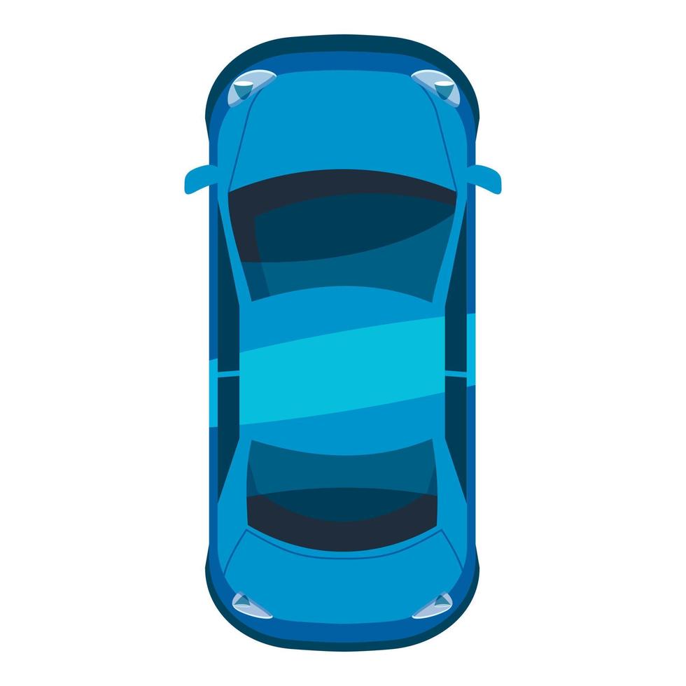 Blue car top view icon, isometric 3d style vector