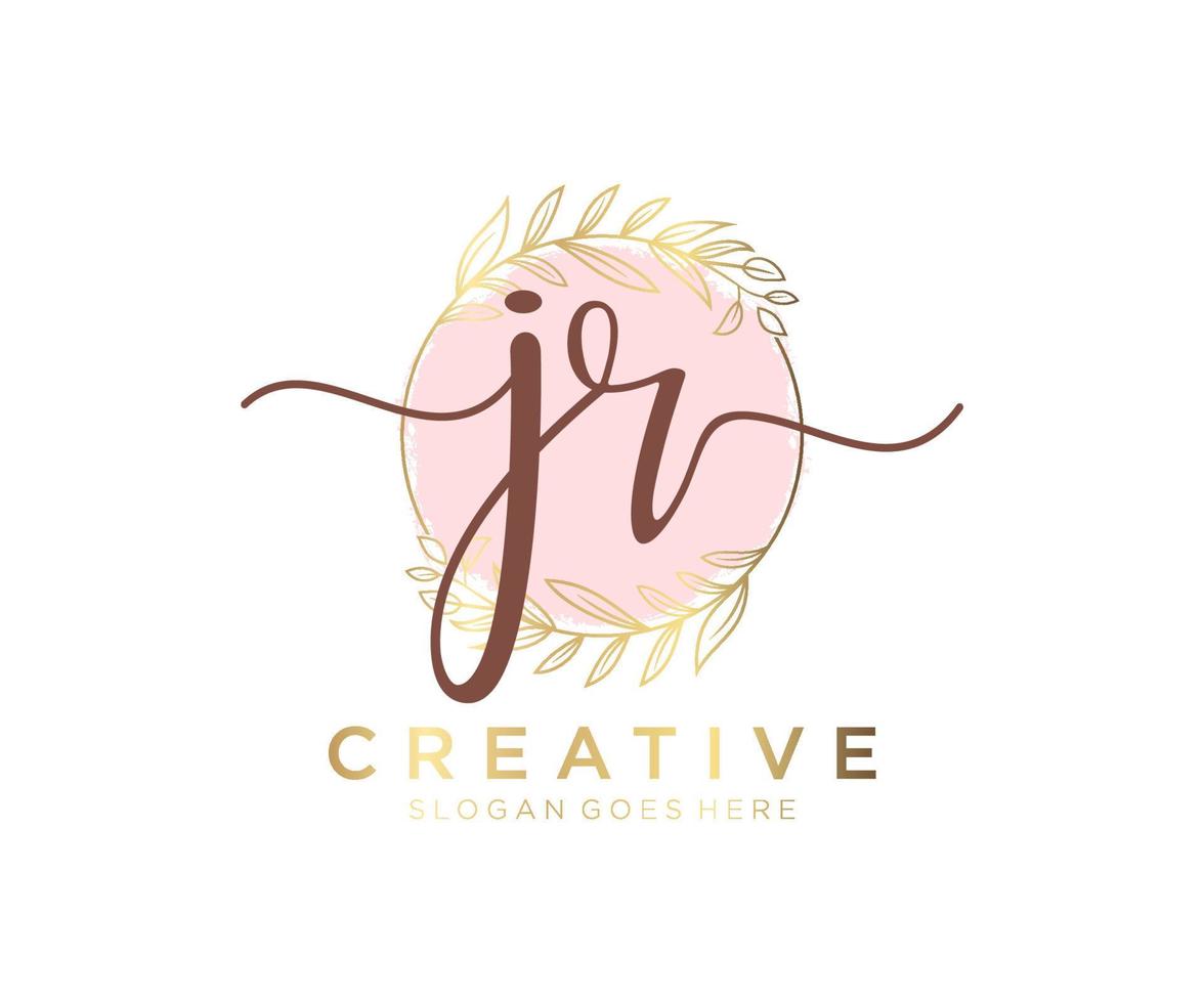 Initial JR feminine logo. Usable for Nature, Salon, Spa, Cosmetic and Beauty Logos. Flat Vector Logo Design Template Element.