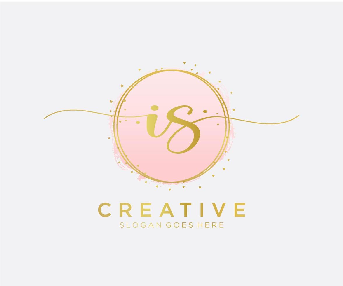 Initial IS feminine logo. Usable for Nature, Salon, Spa, Cosmetic and Beauty Logos. Flat Vector Logo Design Template Element.