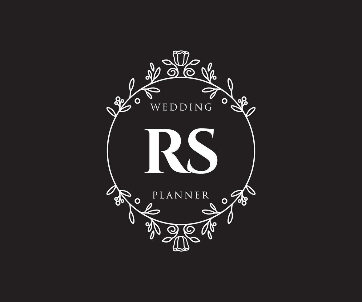 colección de logotipos de monogramas de boda con letras iniciales rs, plantillas florales y minimalistas modernas dibujadas a mano para tarjetas de invitación, guardar la fecha, identidad elegante para restaurante, boutique, café en vector