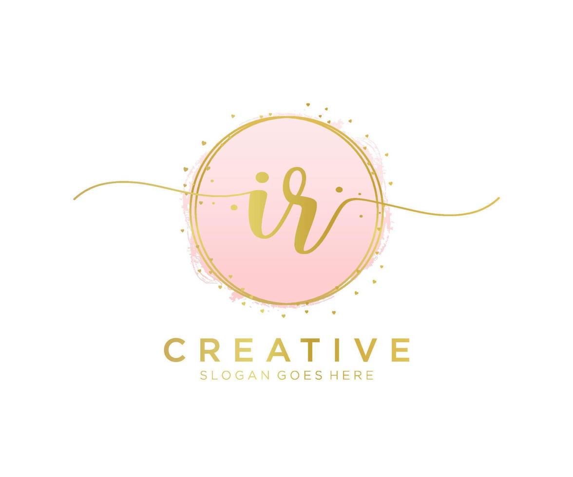 Initial IR feminine logo. Usable for Nature, Salon, Spa, Cosmetic and Beauty Logos. Flat Vector Logo Design Template Element.