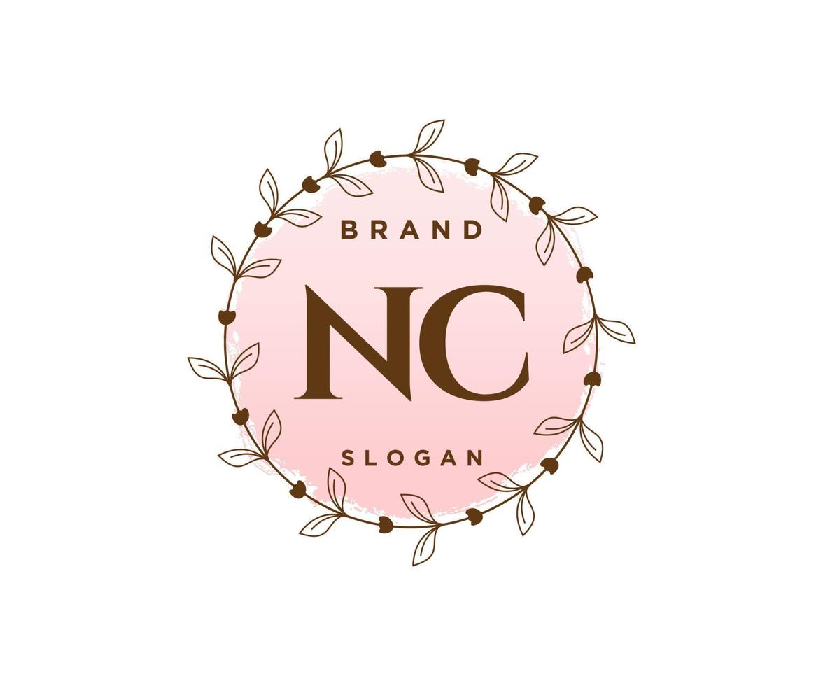 Initial NC feminine logo. Usable for Nature, Salon, Spa, Cosmetic and Beauty Logos. Flat Vector Logo Design Template Element.