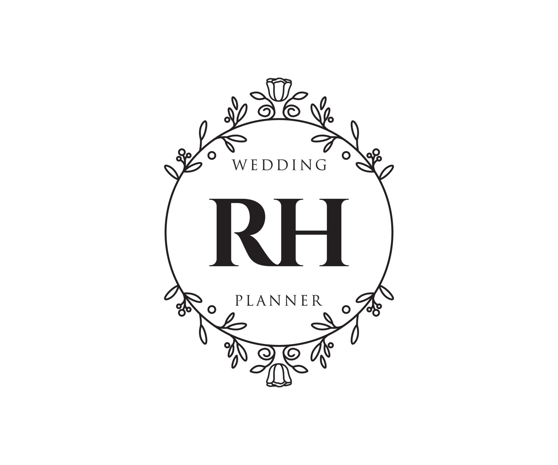 Rh initials letter wedding monogram logos Vector Image