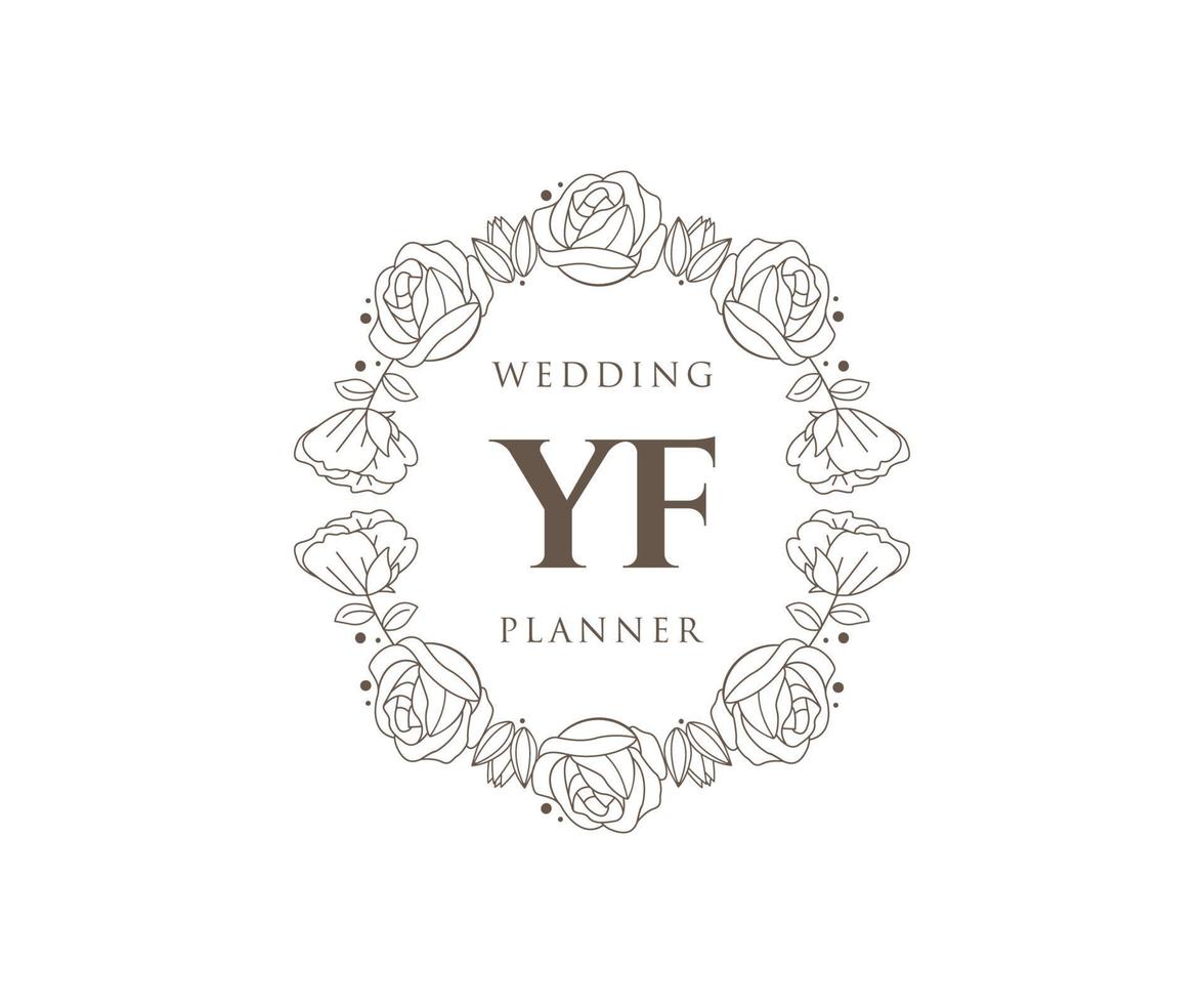 colección de logotipos de monograma de boda con letras iniciales de yf, plantillas florales y minimalistas modernas dibujadas a mano para tarjetas de invitación, guardar la fecha, identidad elegante para restaurante, boutique, café en vector