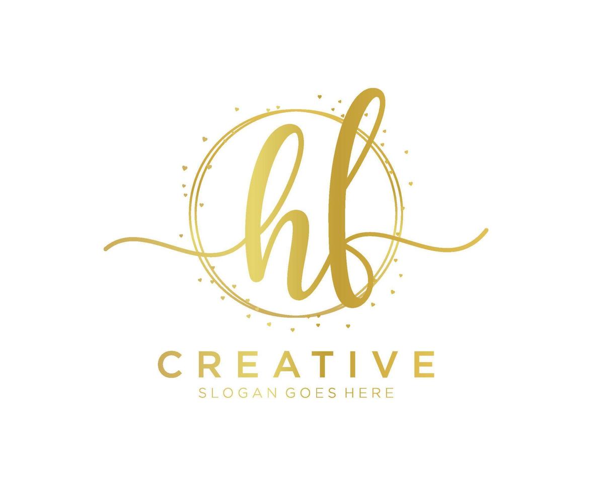 Initial HF feminine logo. Usable for Nature, Salon, Spa, Cosmetic and Beauty Logos. Flat Vector Logo Design Template Element.