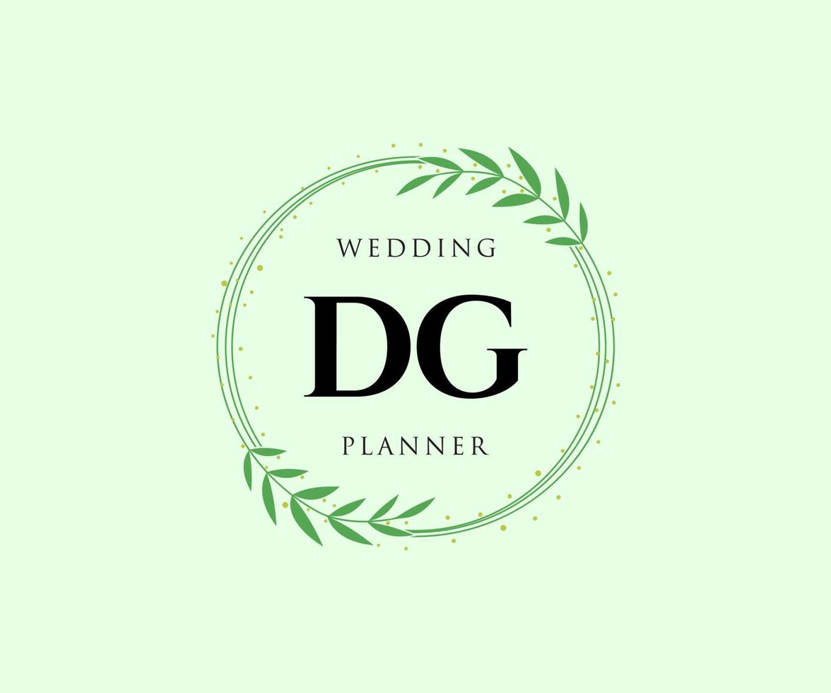 colección de logotipos de monograma de boda con letras iniciales dg, plantillas florales y minimalistas modernas dibujadas a mano para tarjetas de invitación, guardar la fecha, identidad elegante para restaurante, boutique, café en vector