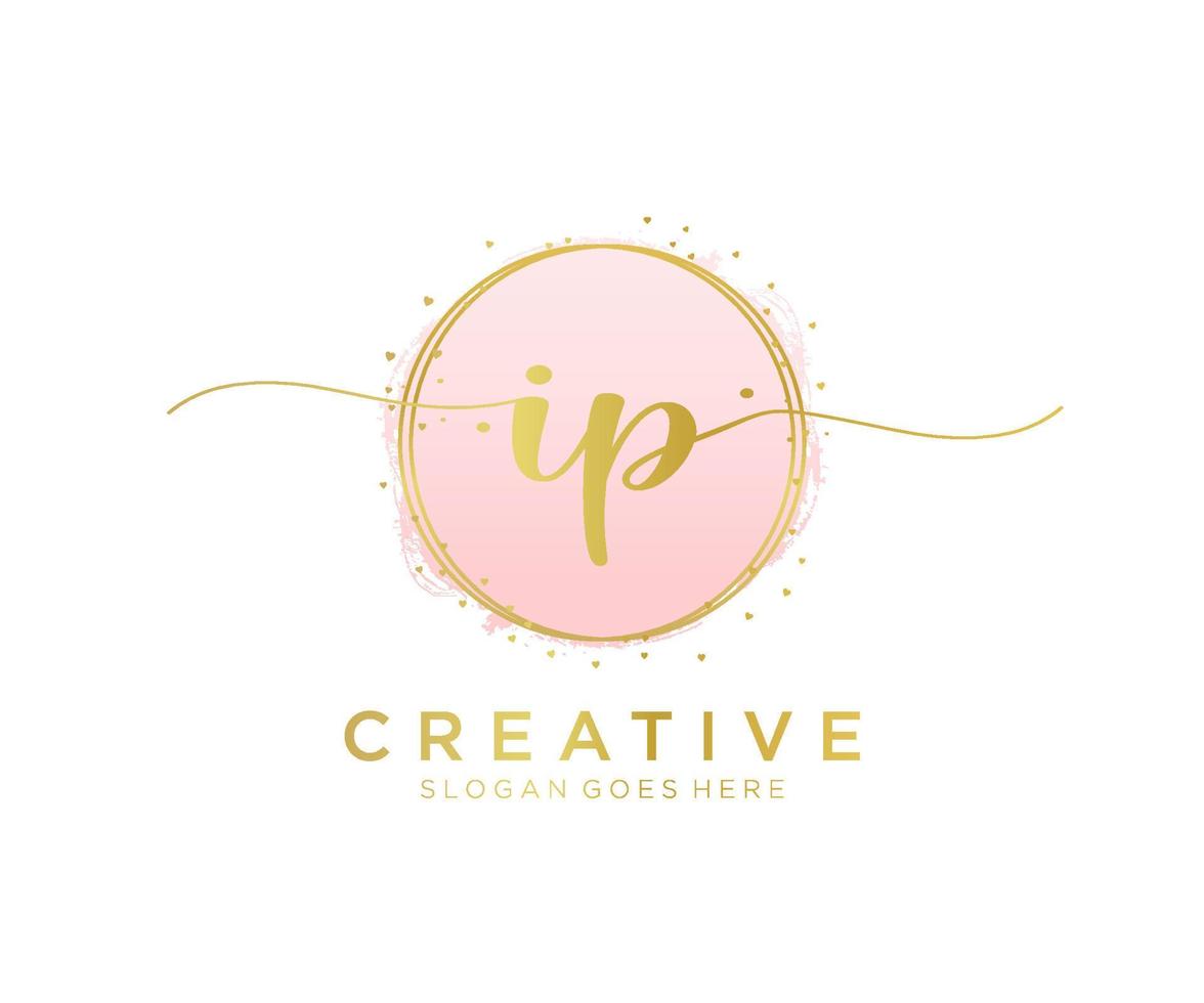 Initial IP feminine logo. Usable for Nature, Salon, Spa, Cosmetic and Beauty Logos. Flat Vector Logo Design Template Element.