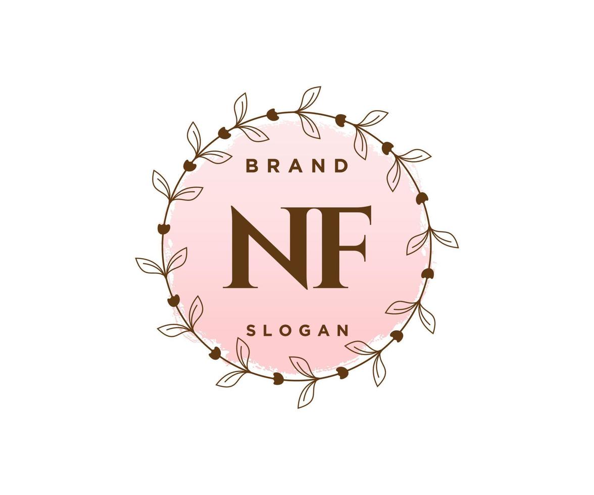 Initial NF feminine logo. Usable for Nature, Salon, Spa, Cosmetic and Beauty Logos. Flat Vector Logo Design Template Element.
