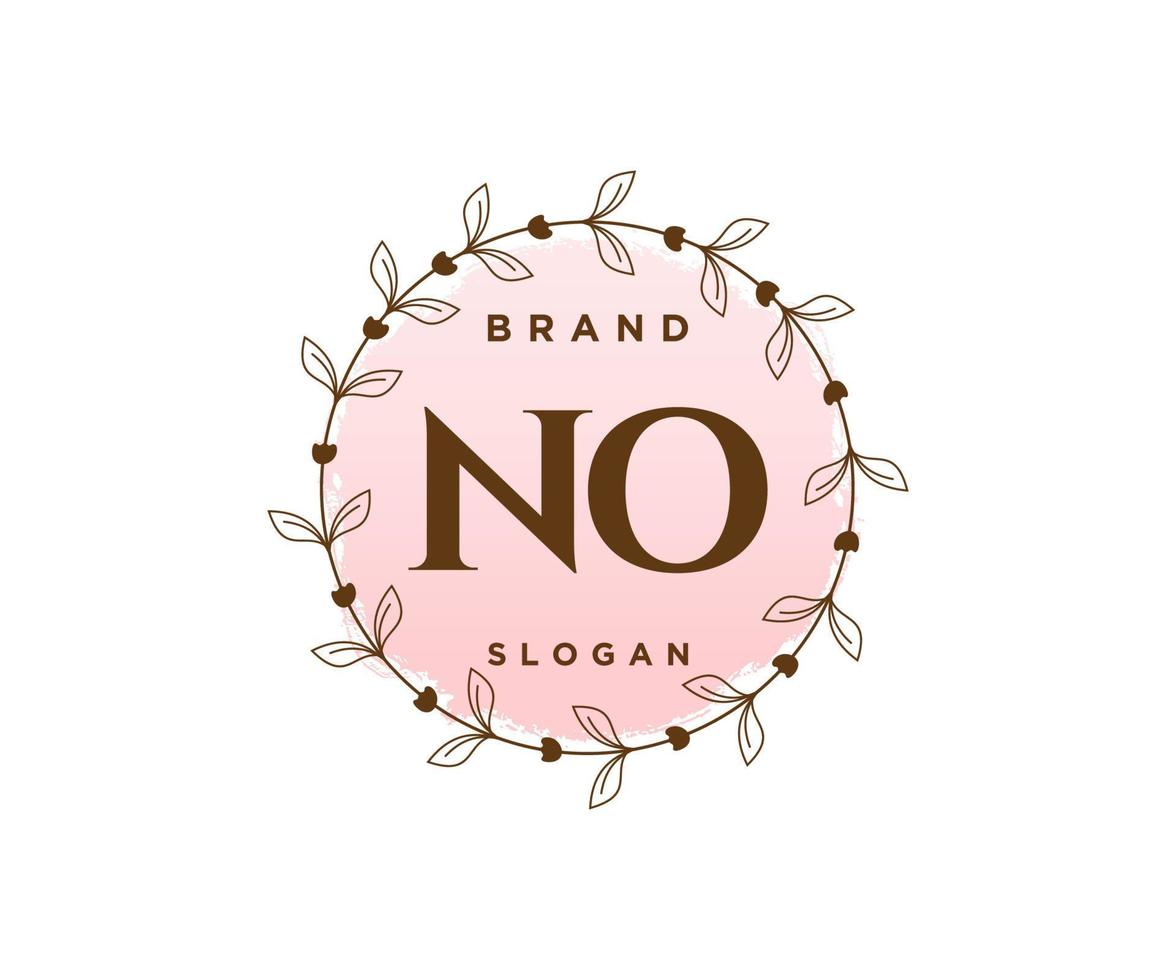 Initial NO feminine logo. Usable for Nature, Salon, Spa, Cosmetic and Beauty Logos. Flat Vector Logo Design Template Element.