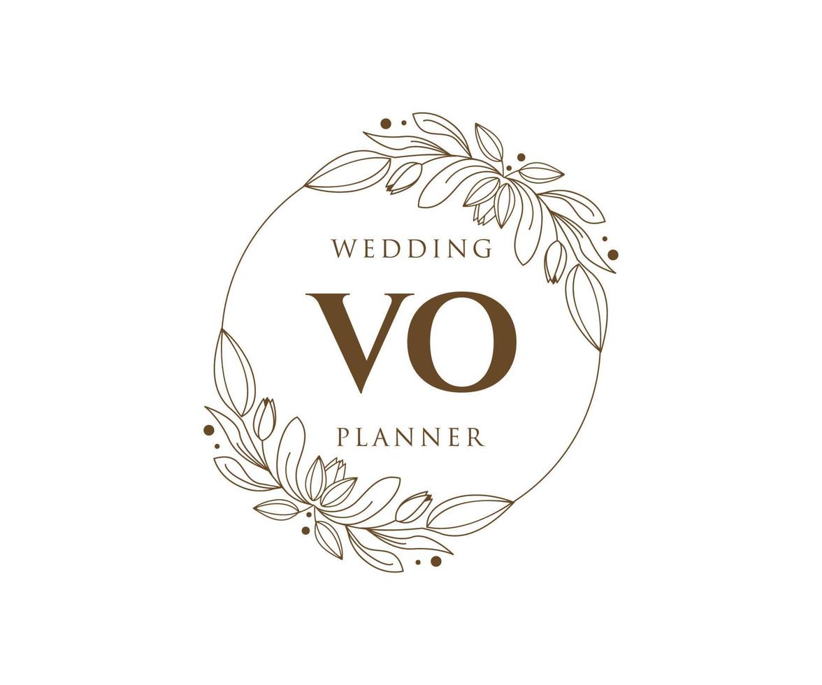 colección de logotipos de monograma de boda con letras iniciales de vo, plantillas florales y minimalistas modernas dibujadas a mano para tarjetas de invitación, guardar la fecha, identidad elegante para restaurante, boutique, café en vector