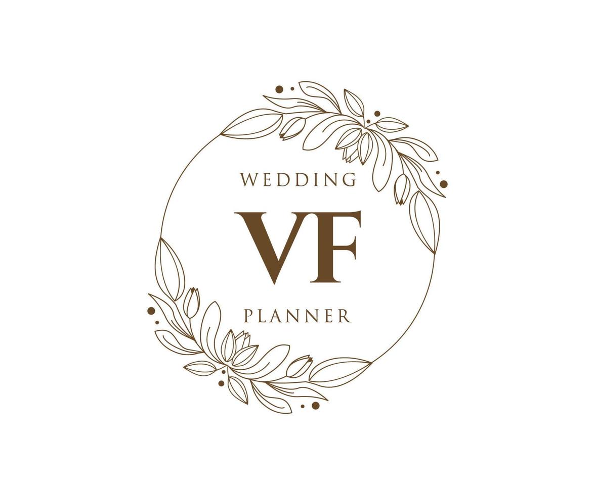 colección de logotipos de monograma de boda con letras iniciales vf, plantillas florales y minimalistas modernas dibujadas a mano para tarjetas de invitación, guardar la fecha, identidad elegante para restaurante, boutique, café en vector