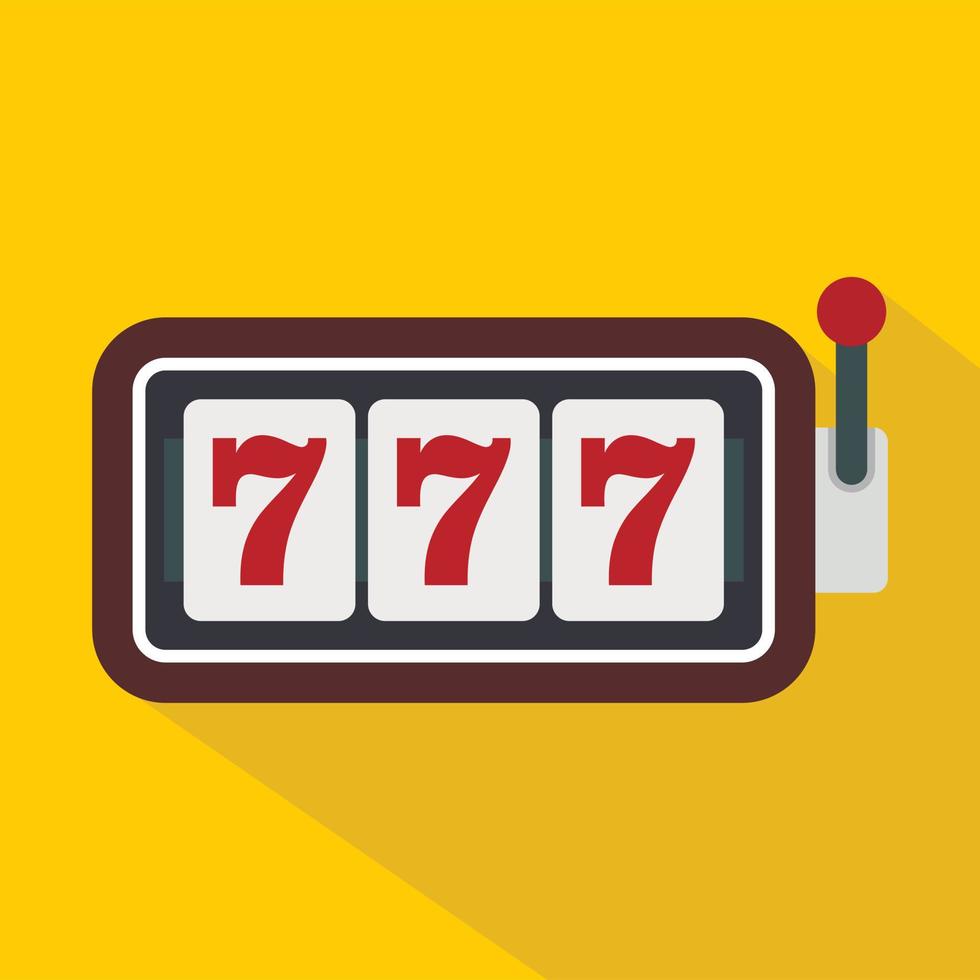 Slot machine with three sevens icon, flat style vector